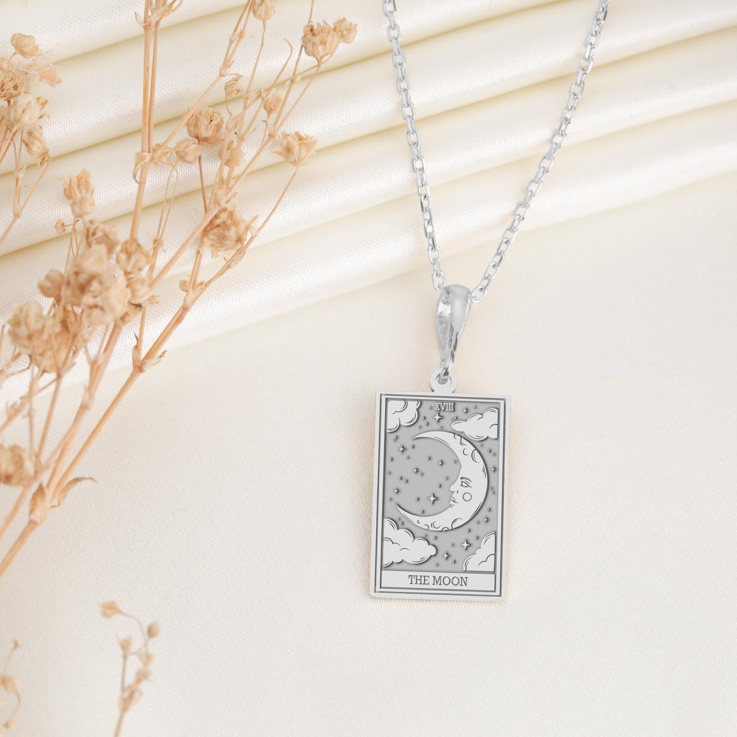 Moon Tarot Card Pendant: Major Arcana Necklace, Intuition Amulet, Dream Charm