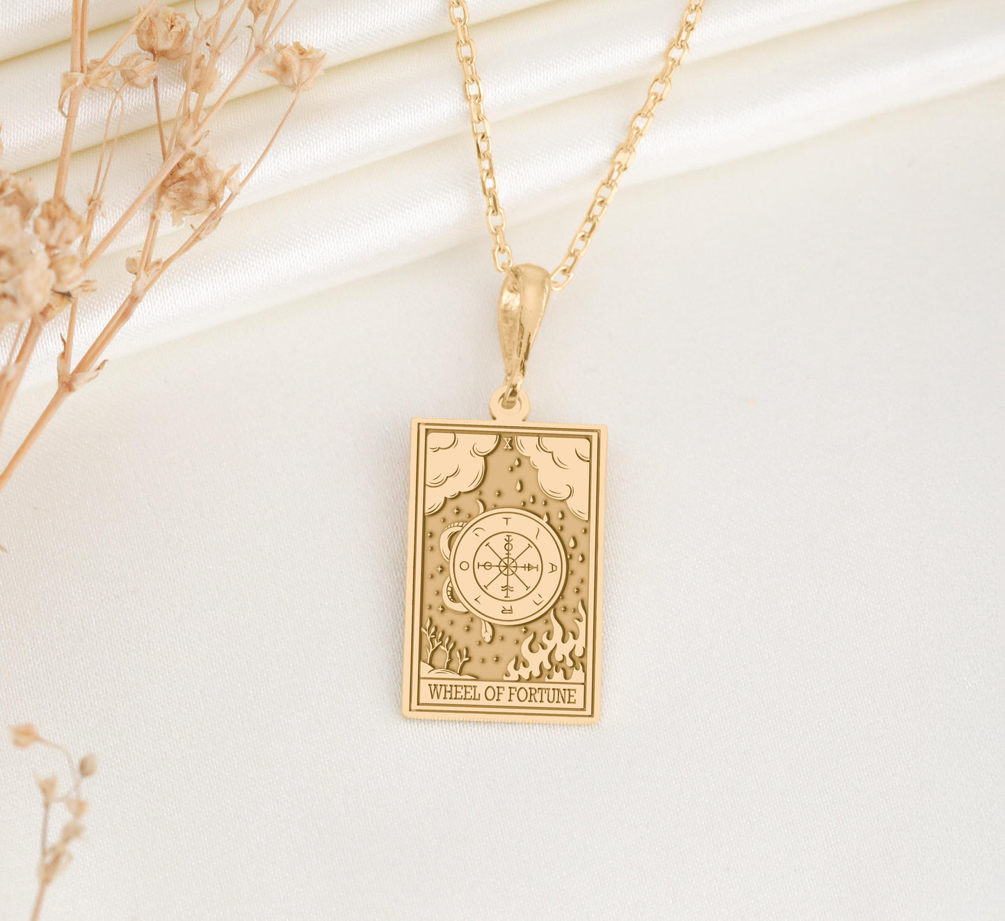 Wheel of Fortune Tarot Pendant: Major Arcana Necklace, Destiny Amulet