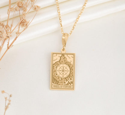Wheel of Fortune Tarot Pendant: Major Arcana Necklace, Destiny Amulet