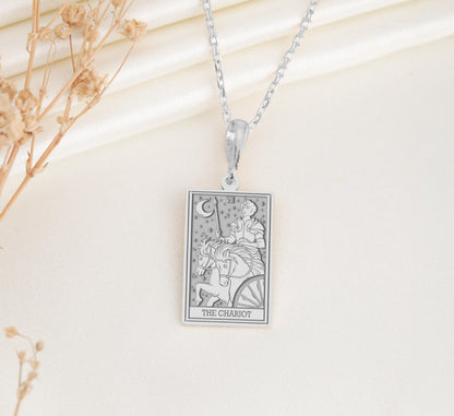 The Chariot Tarot Card Necklace: Willpower Pendant, Strength Charm