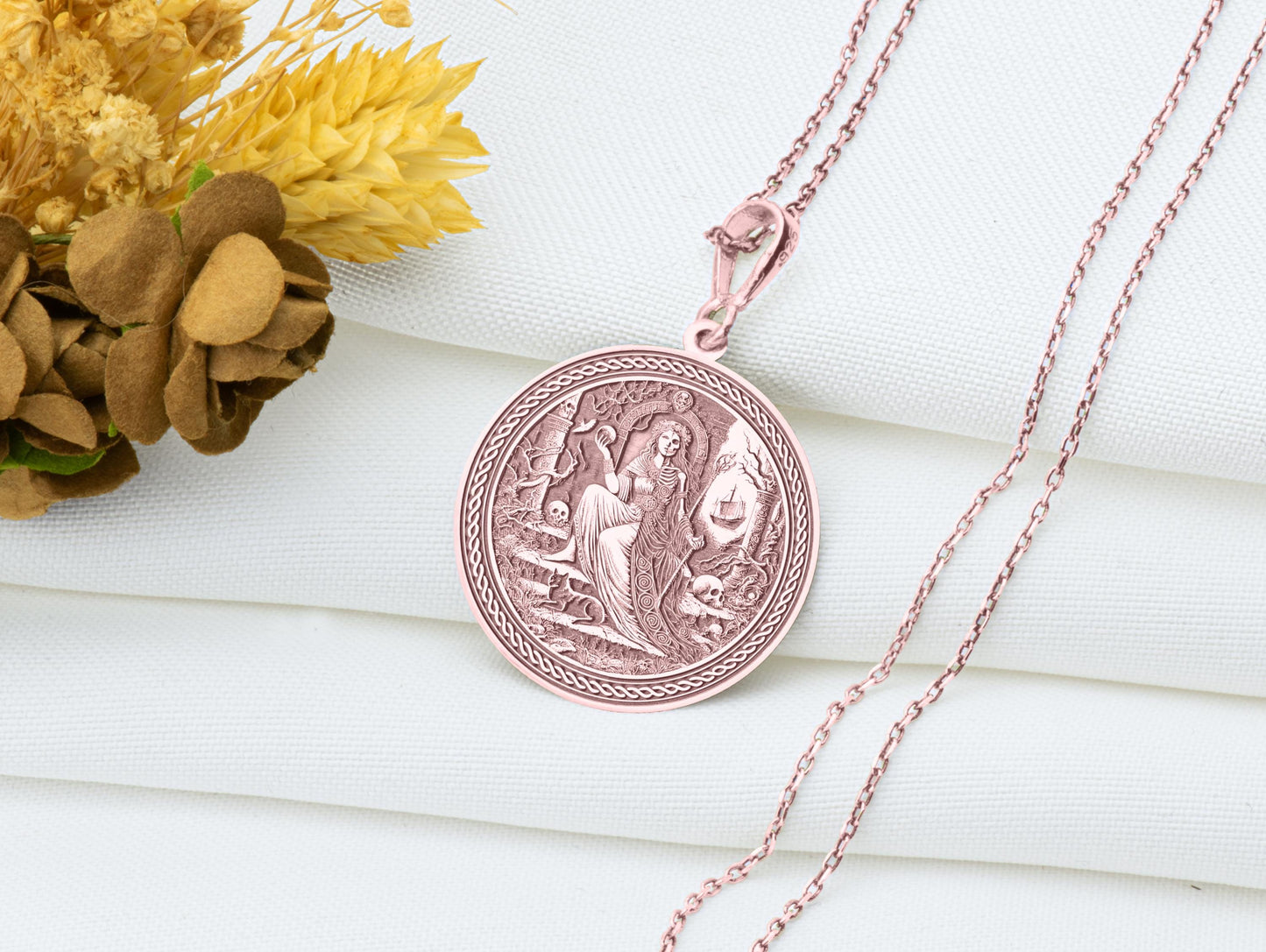 Hel Norse Goddess Pendant: Underworld Queen Necklace, Helheim Charm