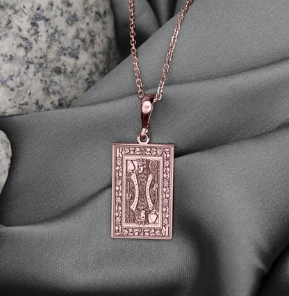 King of Spades Tarot Card Necklace: Sterling Silver, Gold Options
