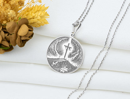 Sterling Silver Jesus on the Cross Necklace: Christian Crucifix Pendant
