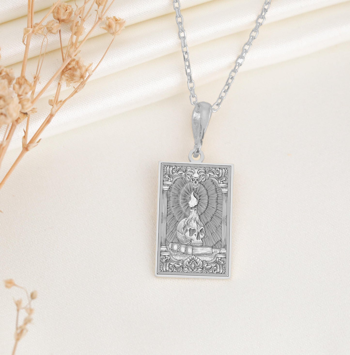 Memento Mori Skull Pendant – Gothic Sterling Silver Necklace
