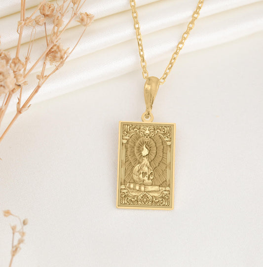 Memento Mori Skull Pendant – Gothic Sterling Silver Necklace
