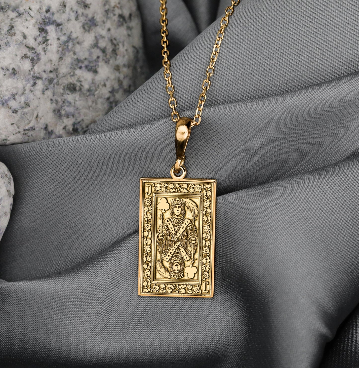 Jack of Clubs Sterling Silver Necklace: Playing Card Talisman