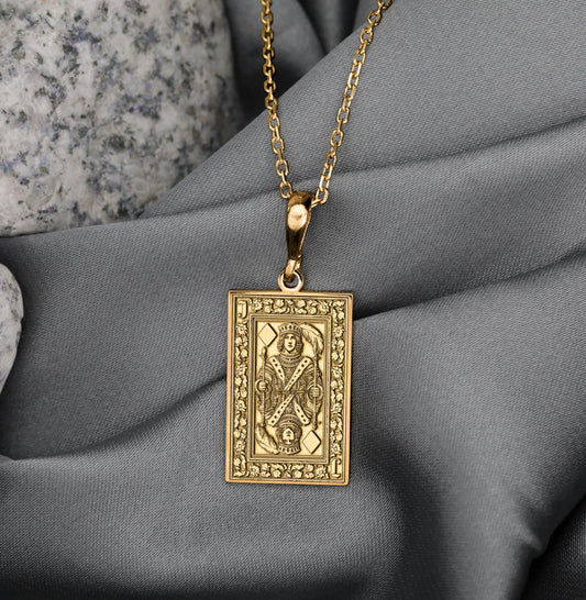 Jack of Diamonds Necklace: Sterling Silver Playing Card Amulet