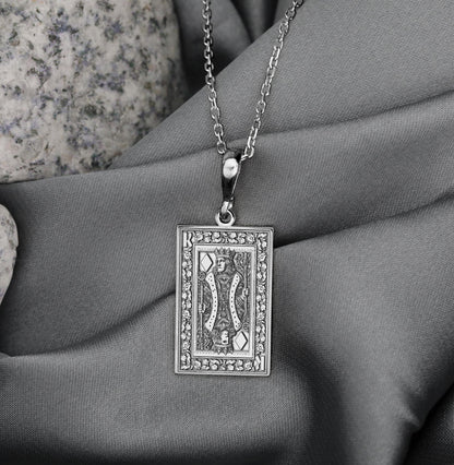 King of Diamonds Necklace: 14K Gold or Sterling Silver Playing Card Pendant