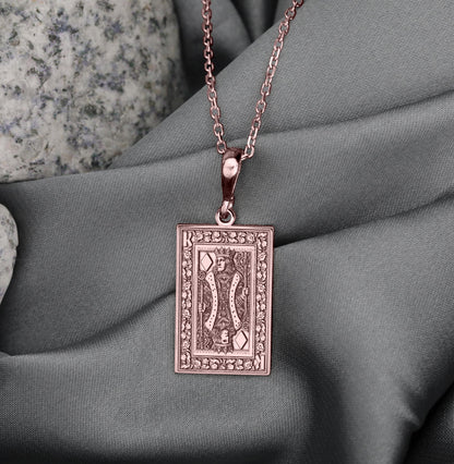 King of Diamonds Necklace: 14K Gold or Sterling Silver Playing Card Pendant