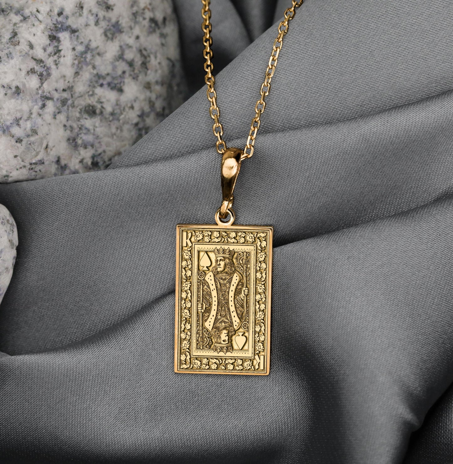 King of Spades Tarot Card Necklace: Sterling Silver, Gold Options