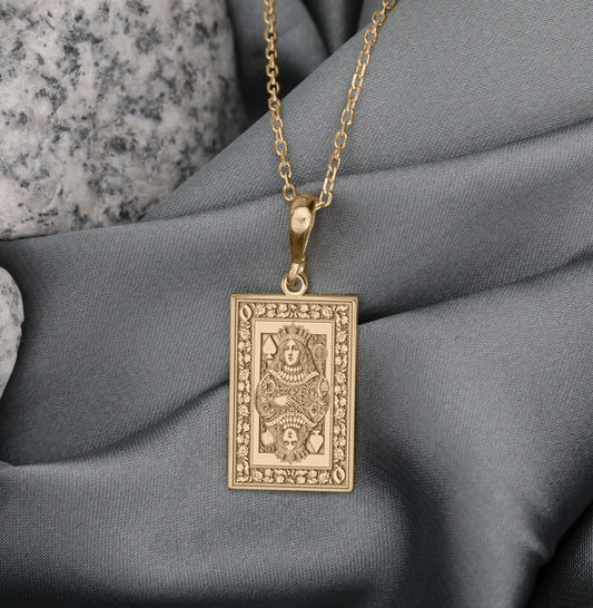 Queen of Spades Necklace: Sterling Silver Tarot Amulet