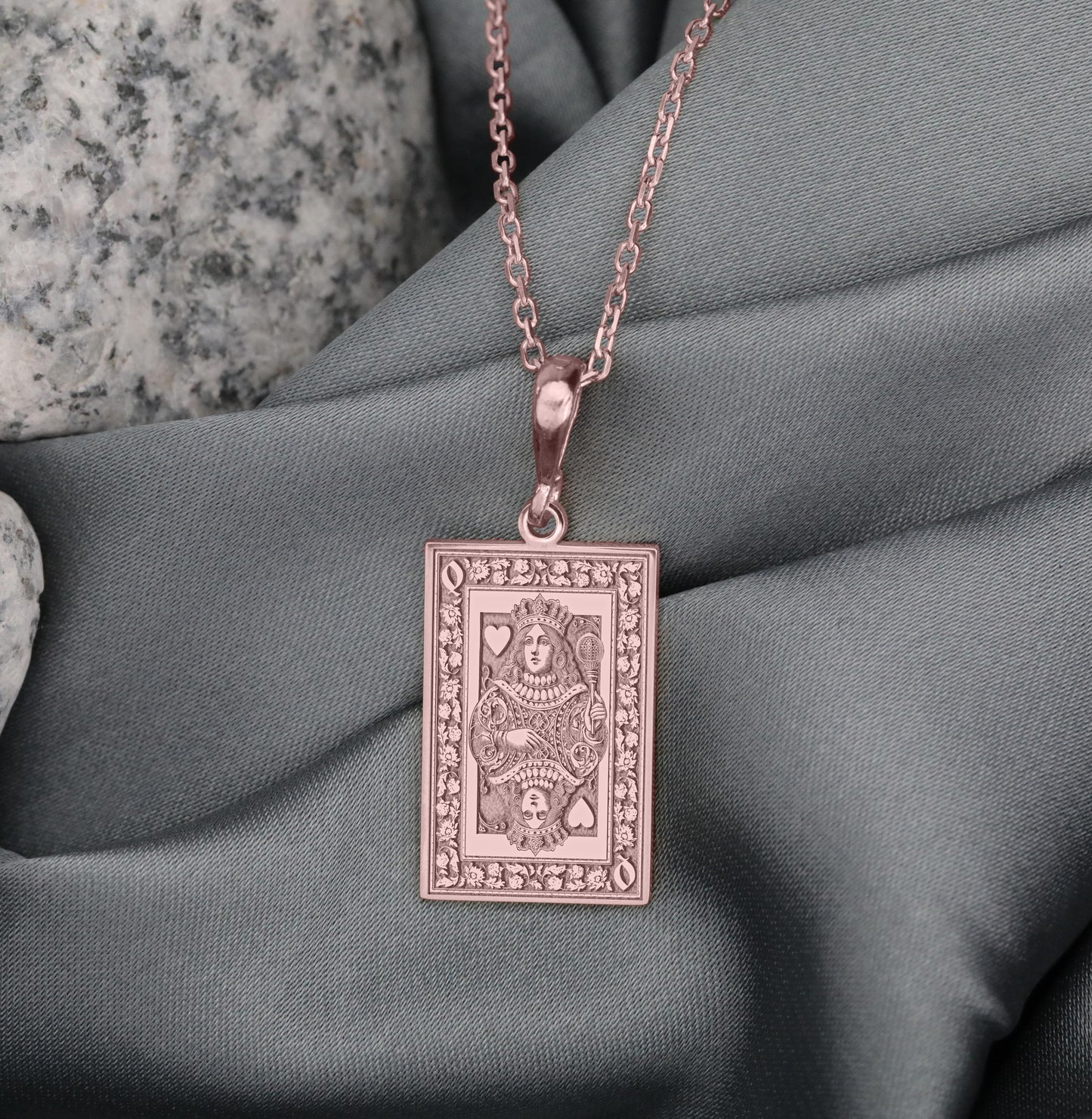 Queen of Hearts Pendant: Playing Card Jewelry Necklace