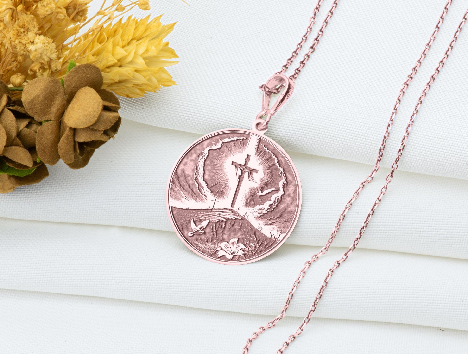 Sterling Silver Jesus on the Cross Necklace: Christian Crucifix Pendant