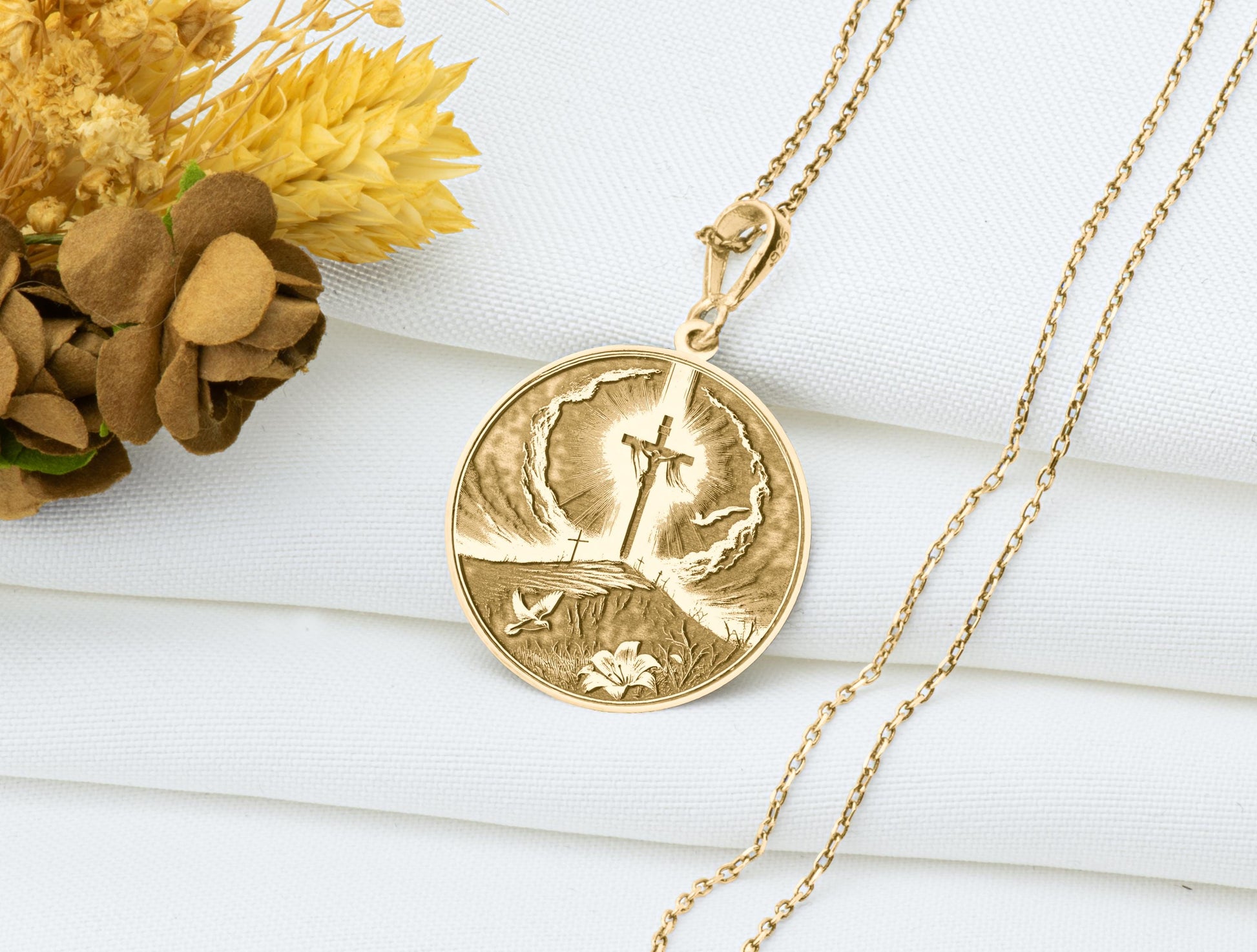 Sterling Silver Jesus on the Cross Necklace: Christian Crucifix Pendant
