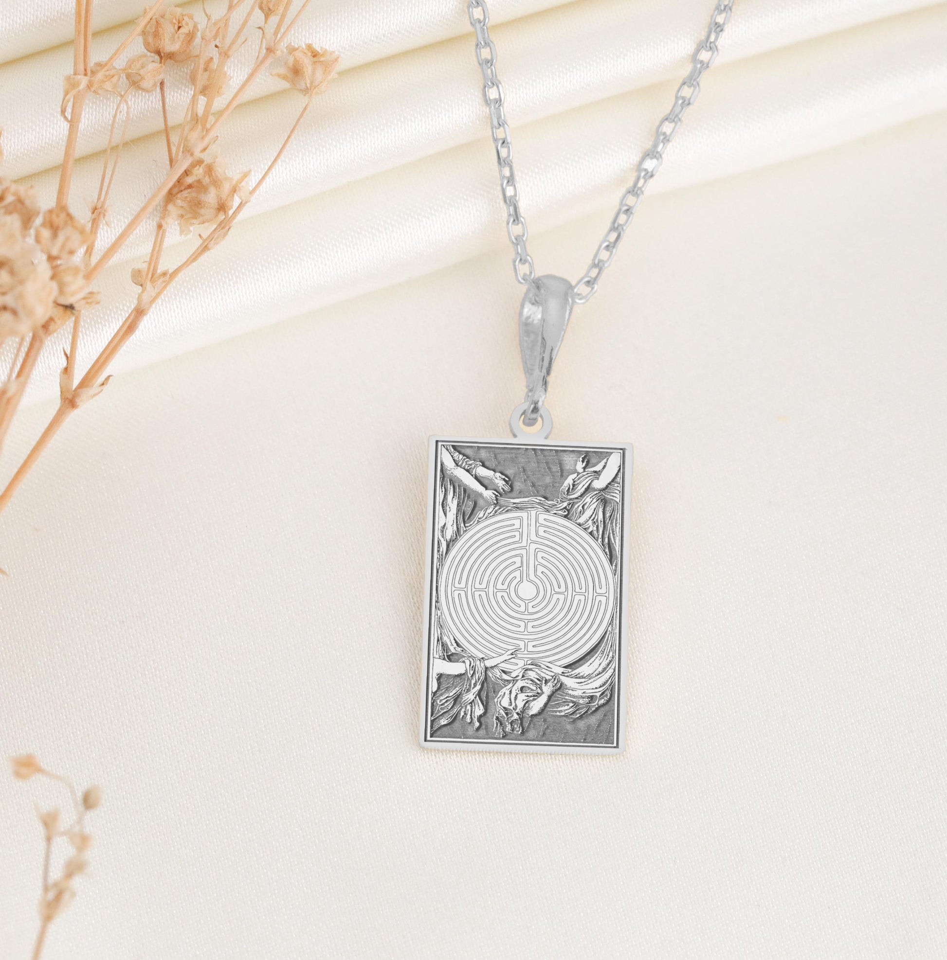 Labyrinth Pendant: Spiritual Maze Necklace, Inner Path Charm