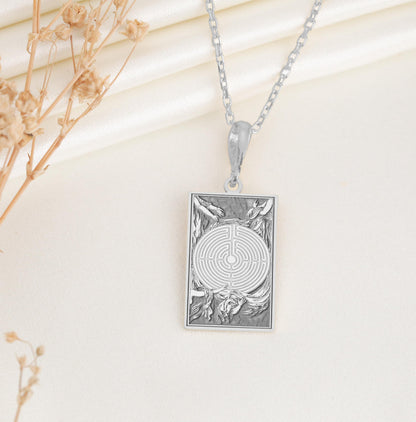 Labyrinth Pendant: Spiritual Maze Necklace, Inner Path Charm