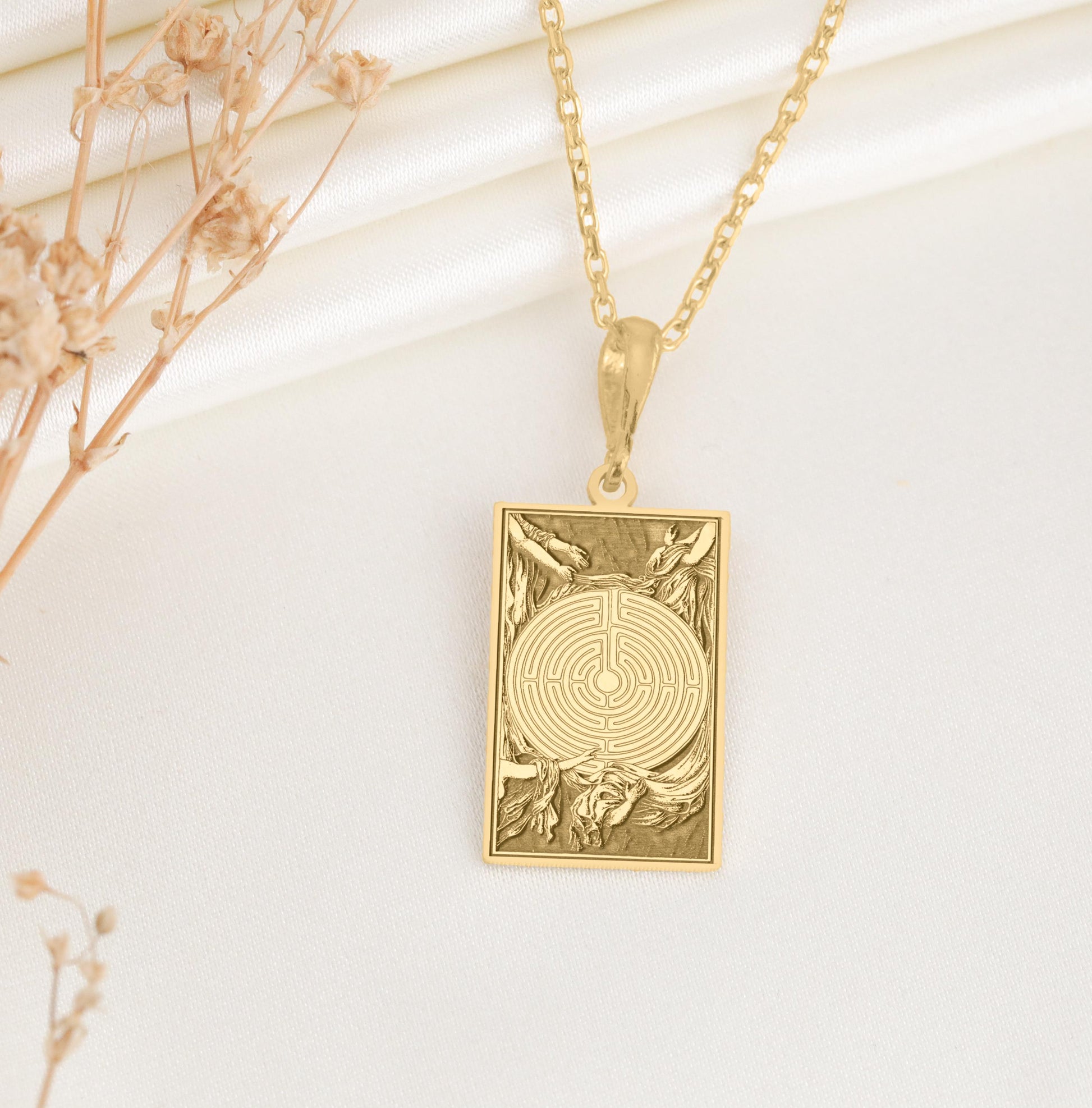 Labyrinth Pendant: Spiritual Maze Necklace, Inner Path Charm