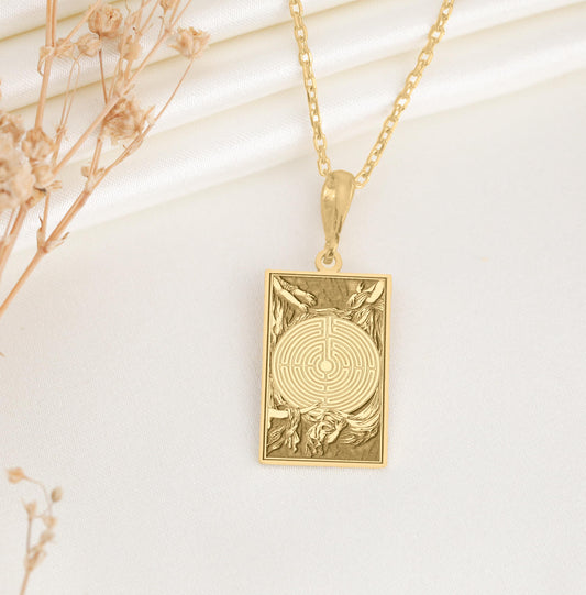 Labyrinth Pendant: Spiritual Maze Necklace, Inner Path Charm