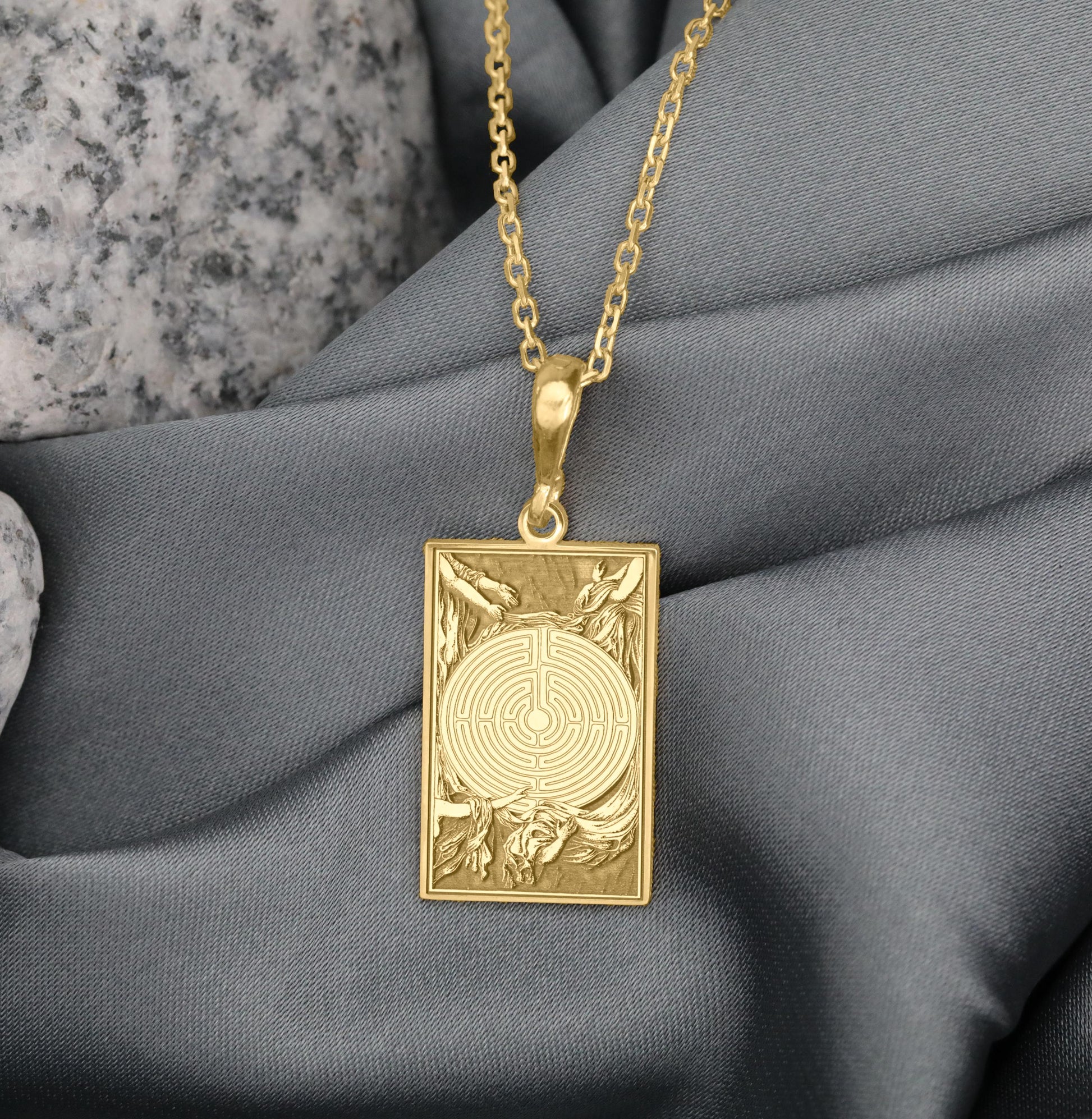 Labyrinth Pendant: Spiritual Maze Necklace, Inner Path Charm