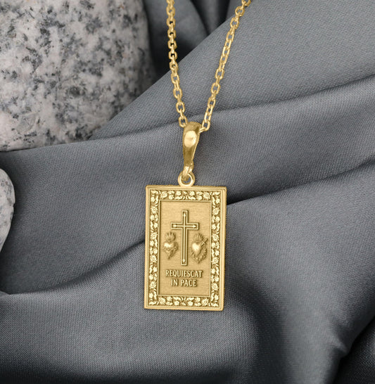 Requiescat in Pace Necklace: Gothic Latin Memorial Pendant