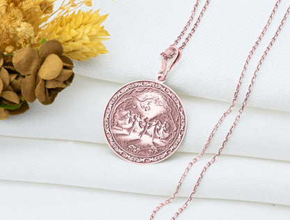 Witch Circle Pendant: Coven Gathering Necklace, Occult Amulet