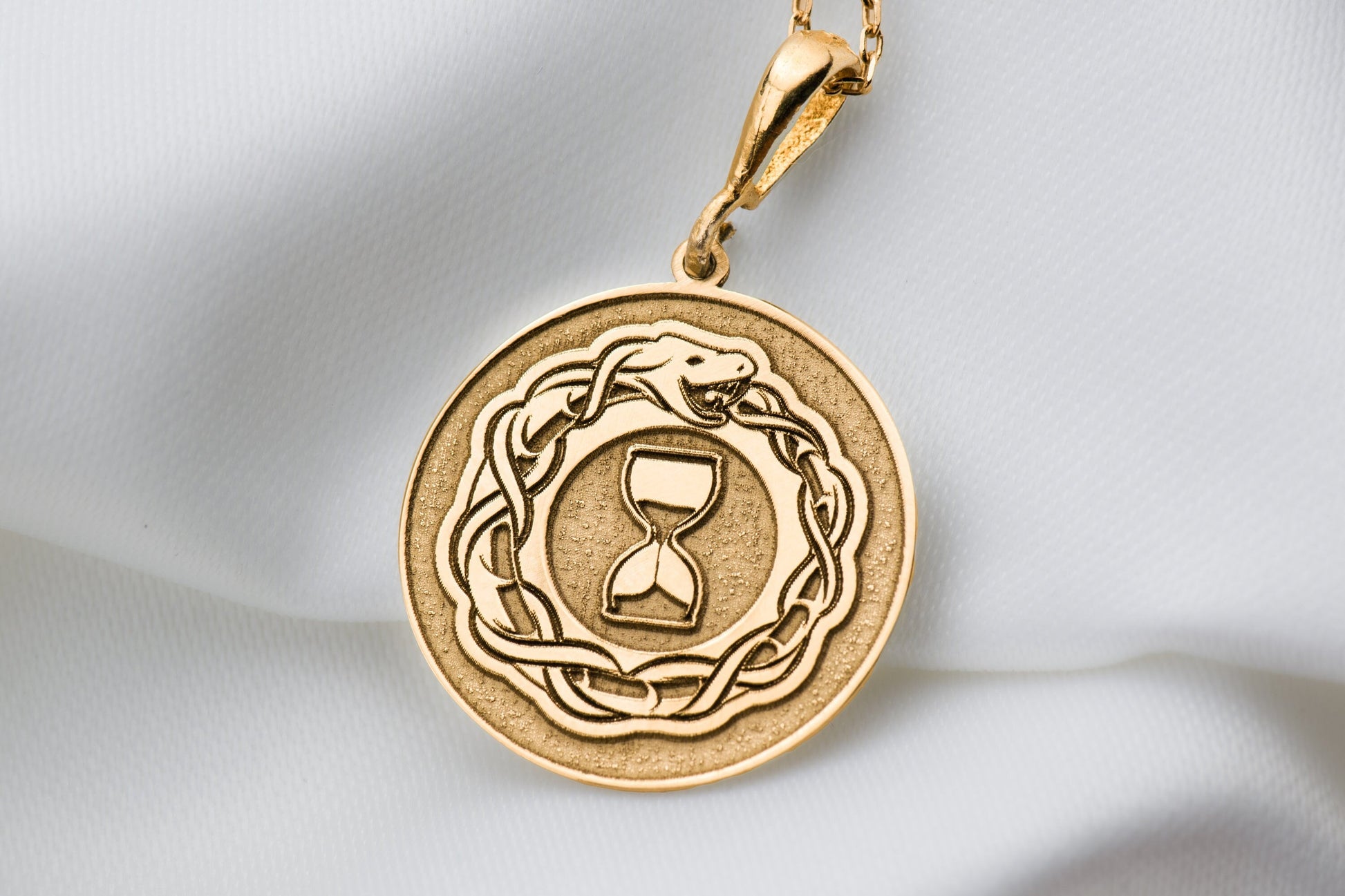 Ouroboros Hourglass Pendant: Sterling Silver Alchemy Snake Necklace
