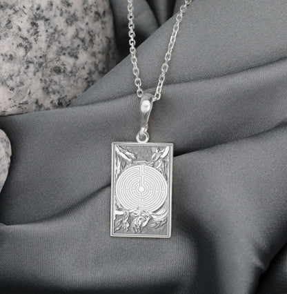 Labyrinth Pendant: Spiritual Maze Necklace, Inner Path Charm