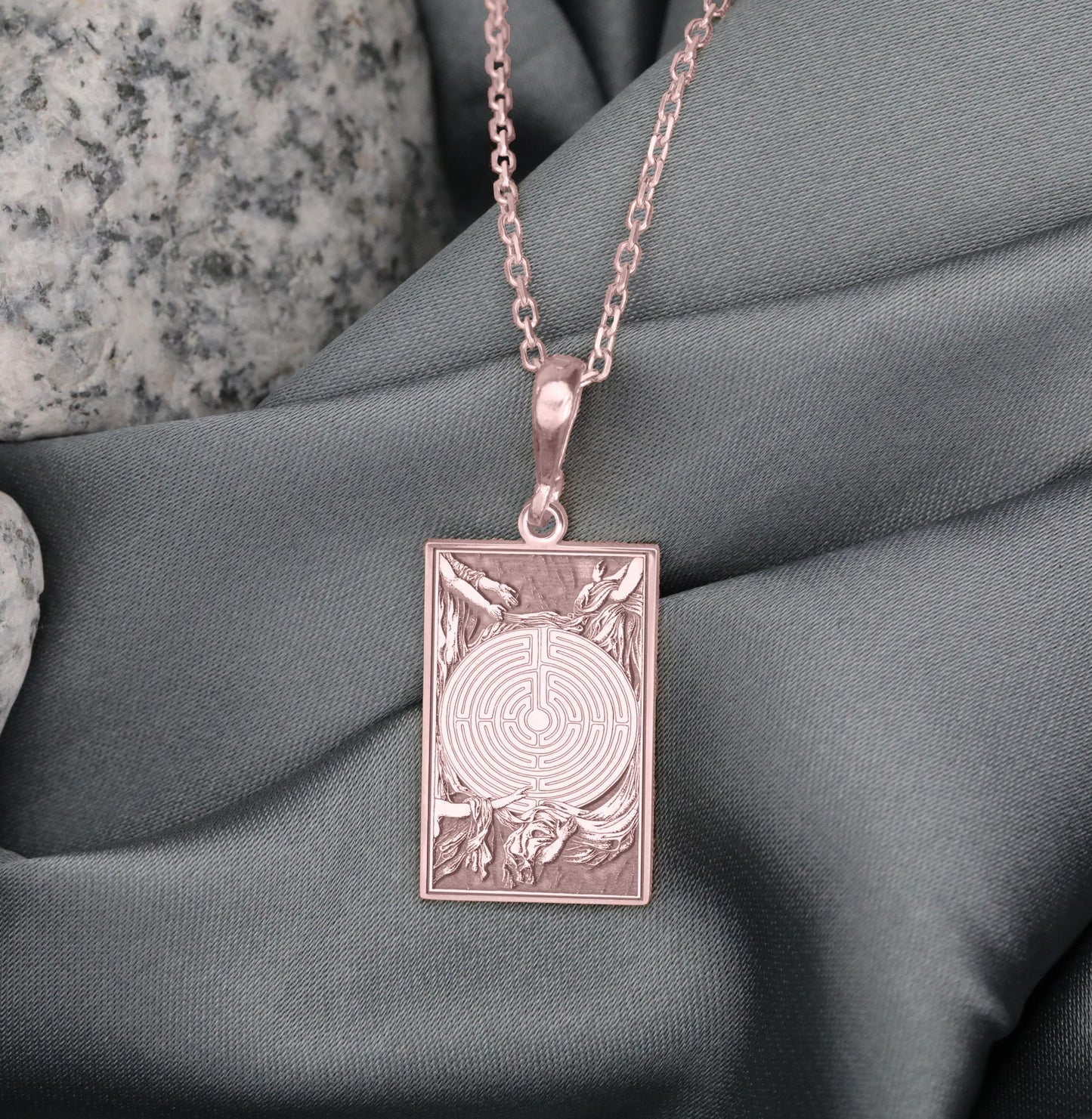 Labyrinth Pendant: Spiritual Maze Necklace, Inner Path Charm