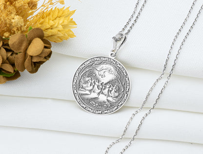 Witch Circle Pendant: Coven Gathering Necklace, Occult Amulet