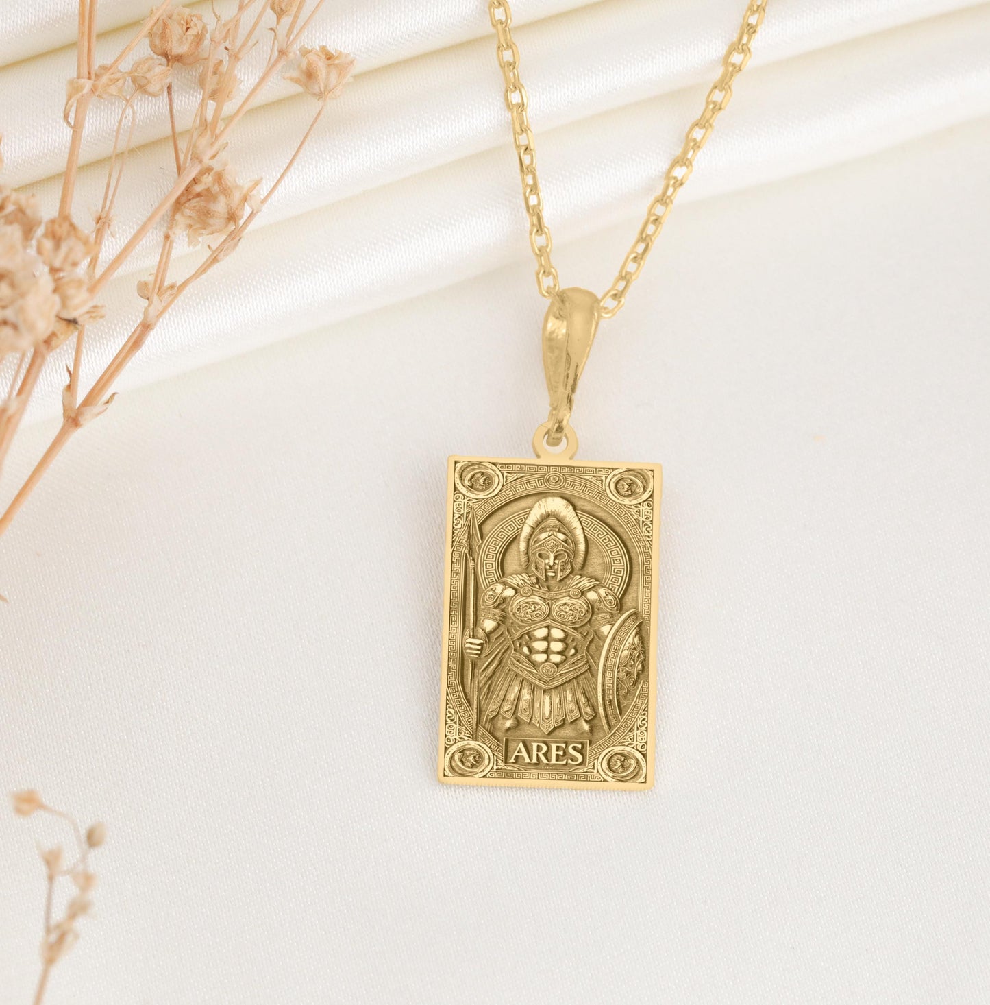 Ares Greek God Pendant: Sterling Silver Warrior Necklace