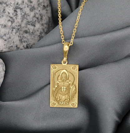 Ares Greek God Pendant: Sterling Silver Warrior Necklace