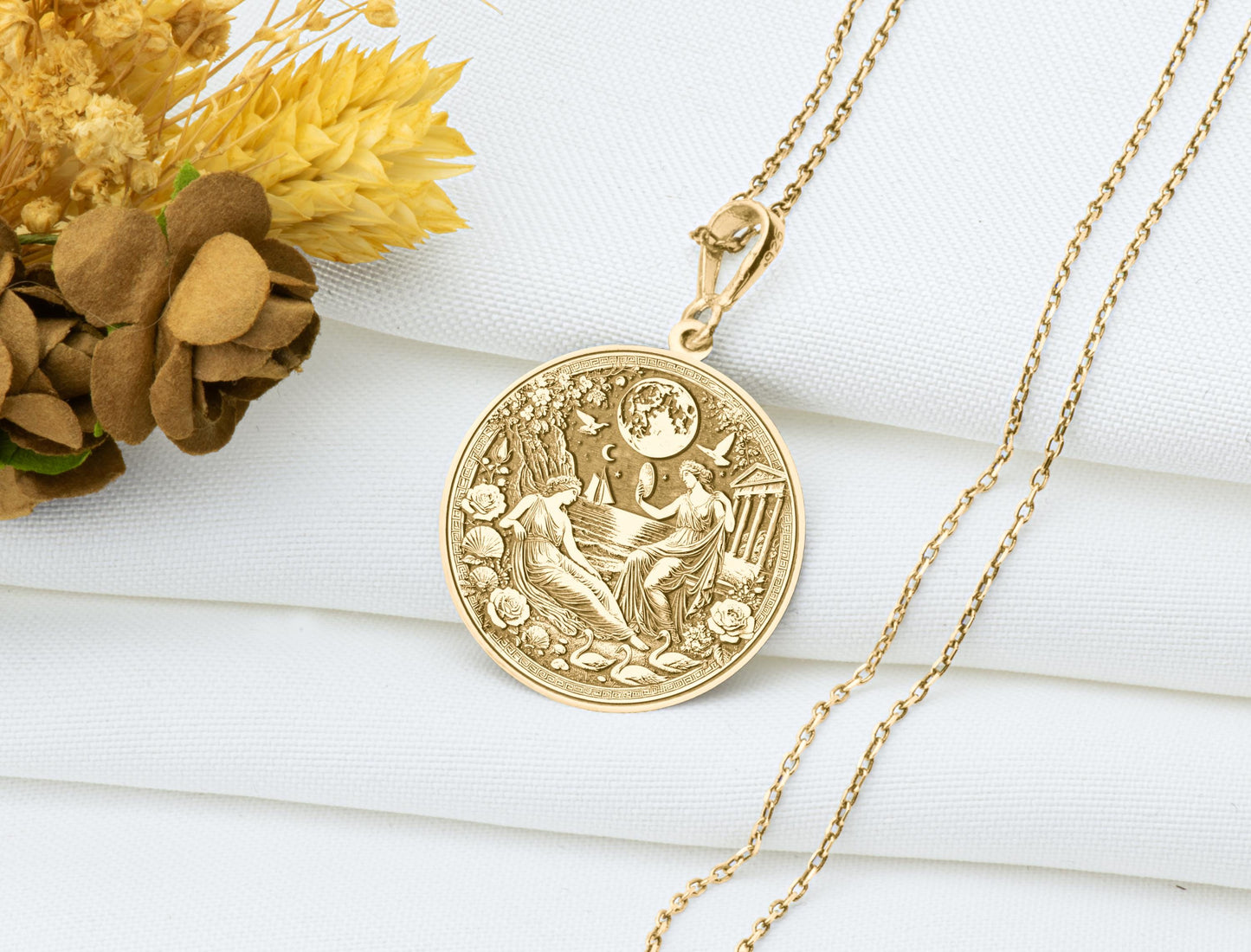 Sappho & Aphrodite Pendant: Goddess of Love Necklace, Sensual Heart Charm