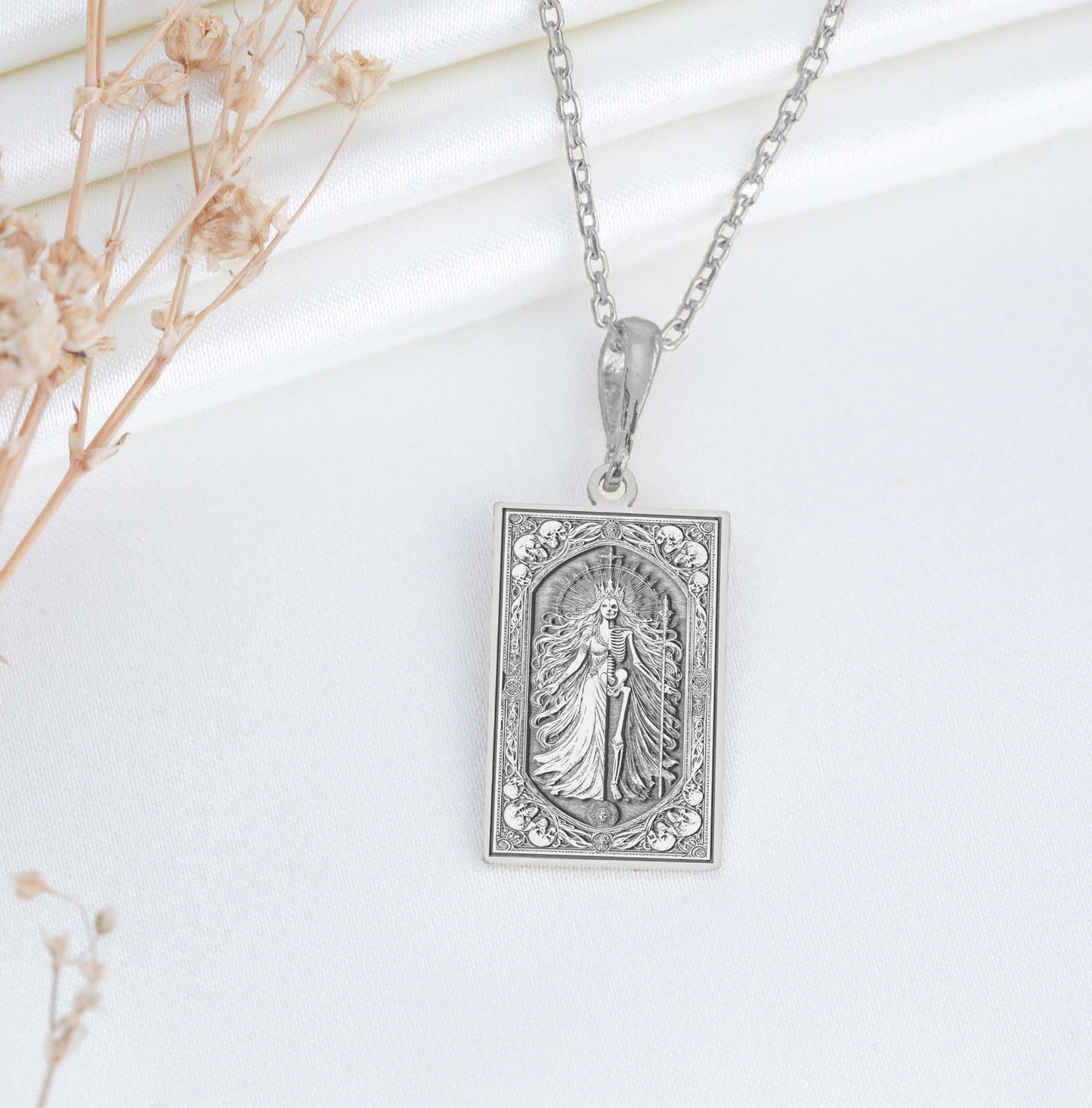 Hel Goddess Pendant: Sterling Silver Norse Underworld Amulet