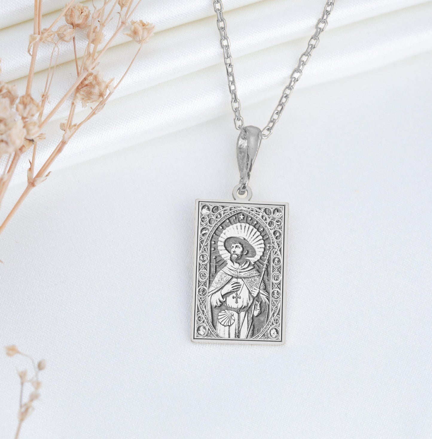 Saint James Pendant: Camino de Santiago Symbol of Faith and Protection Necklace