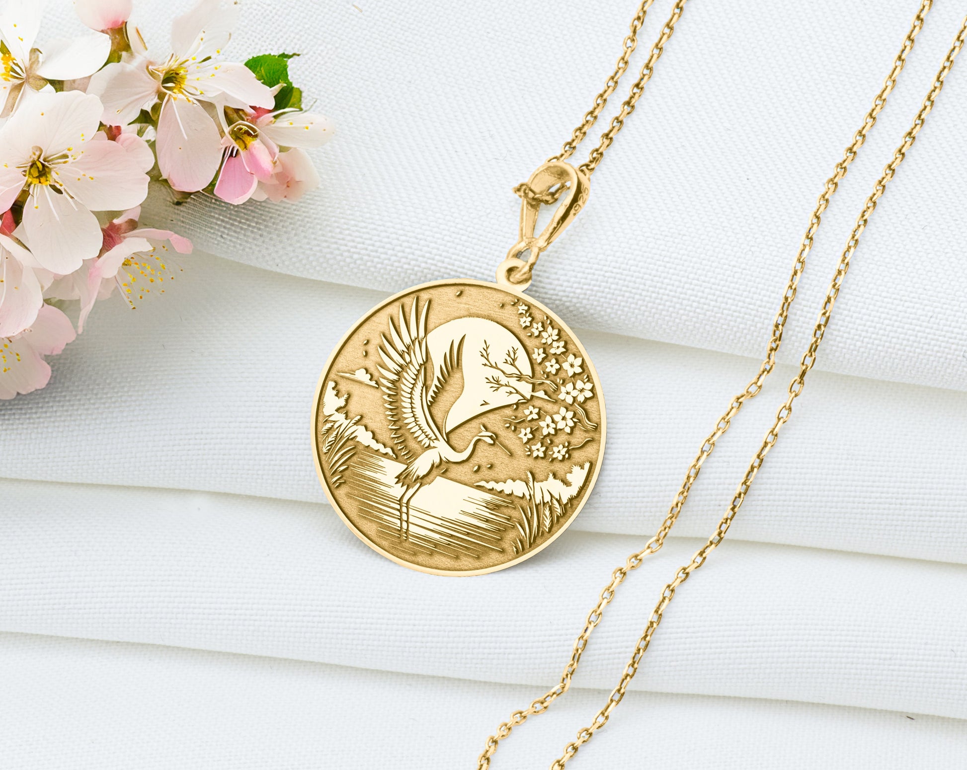 Crane Bird Pendant: Ancient Bird Necklace, Graceful Wisdom Jewelry, Peace Charm