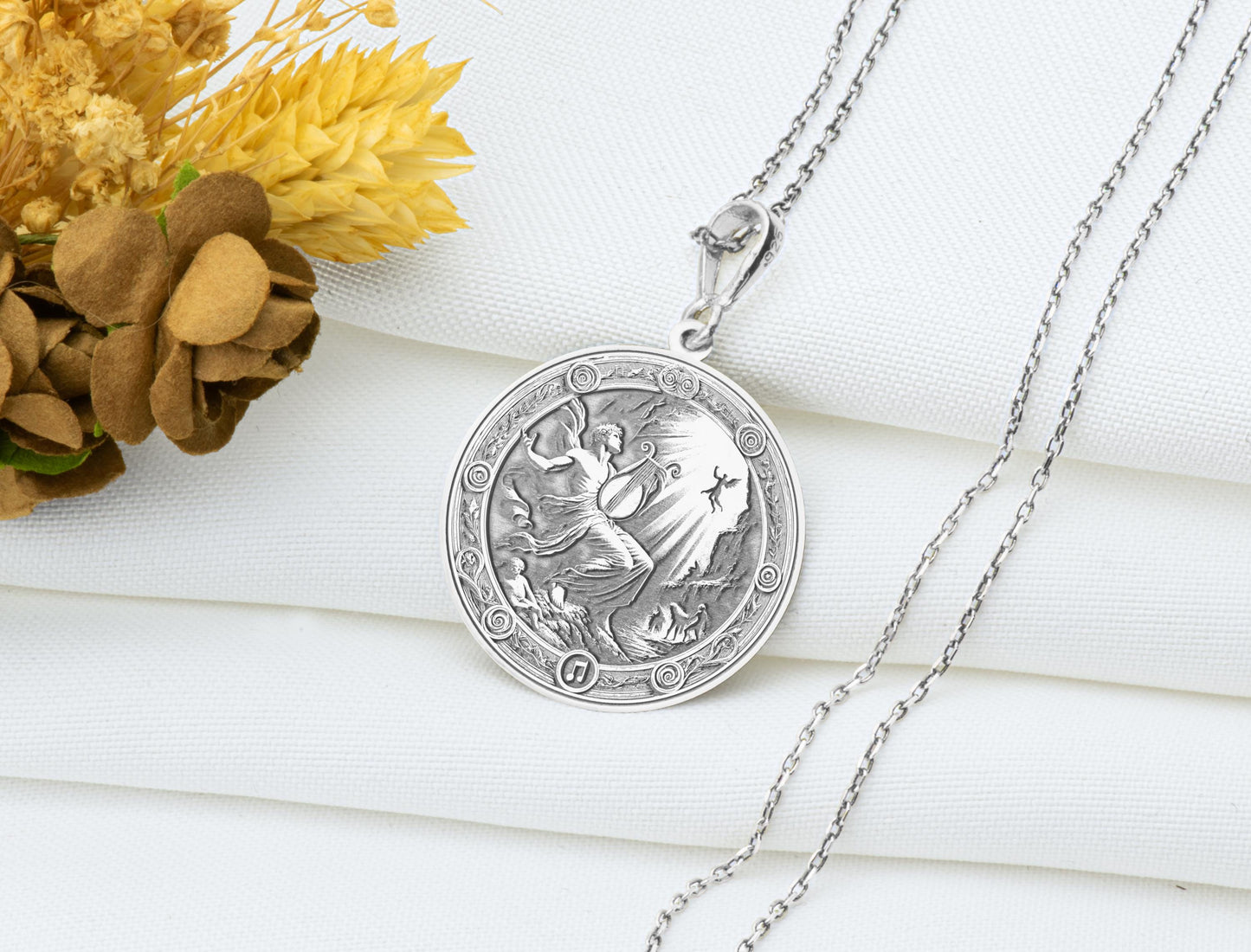 Orpheus and Lyre Pendant: Greek Music Legend Necklace, Sacred Melody Charm, Ancient Art Talisman