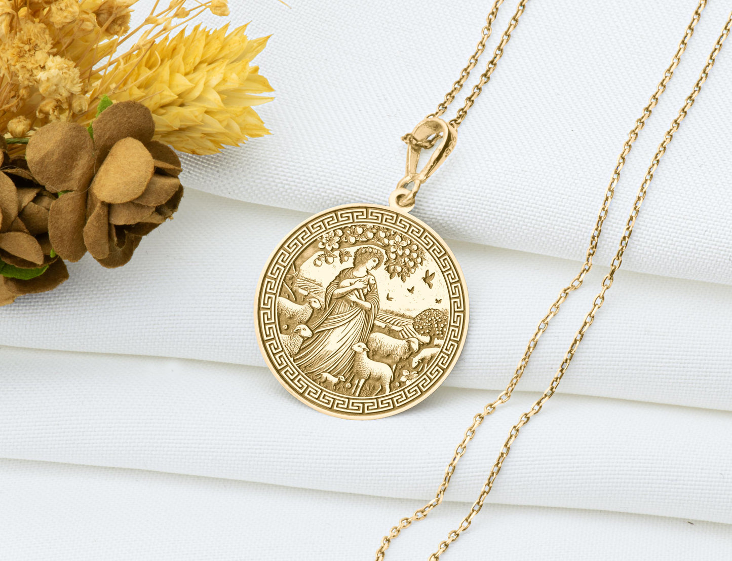 Epimelidis Pendant: Greek Orchard Nymph Necklace, Fruit Tree Spirit Charm