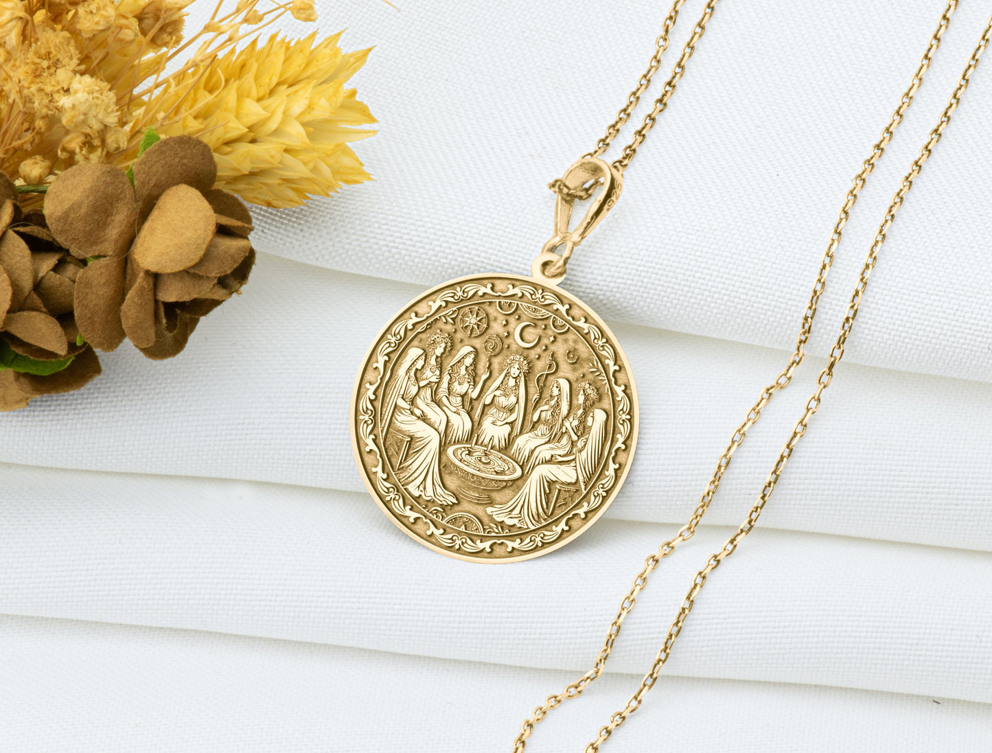 Kotharat Pendant: Canaanite Fertility Goddess Necklace, Seven Sisters Charm