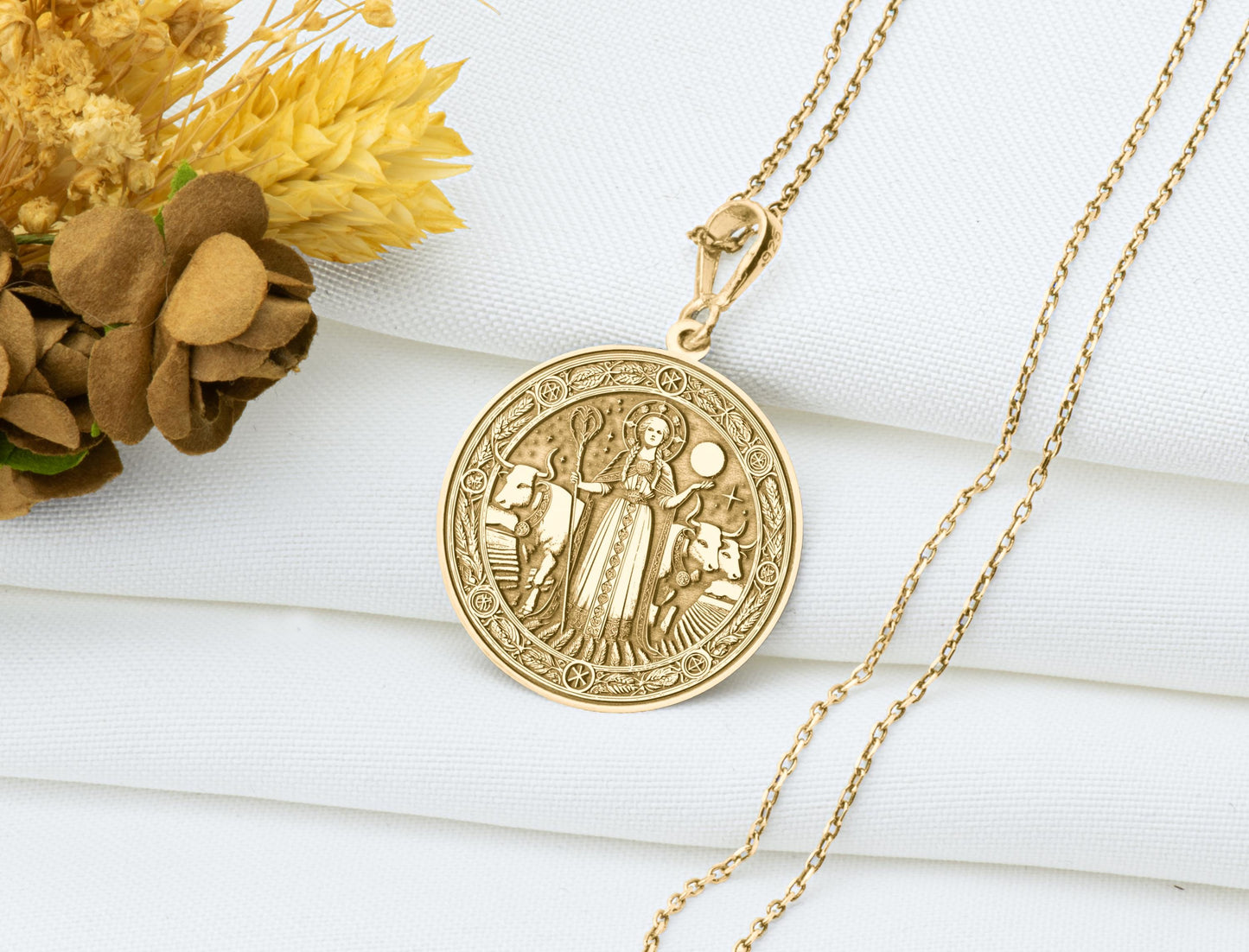 Gefjun Pendant: Norse Earth Goddess Necklace, Sacred Fertility Charm, Ancient Land Power Talisman