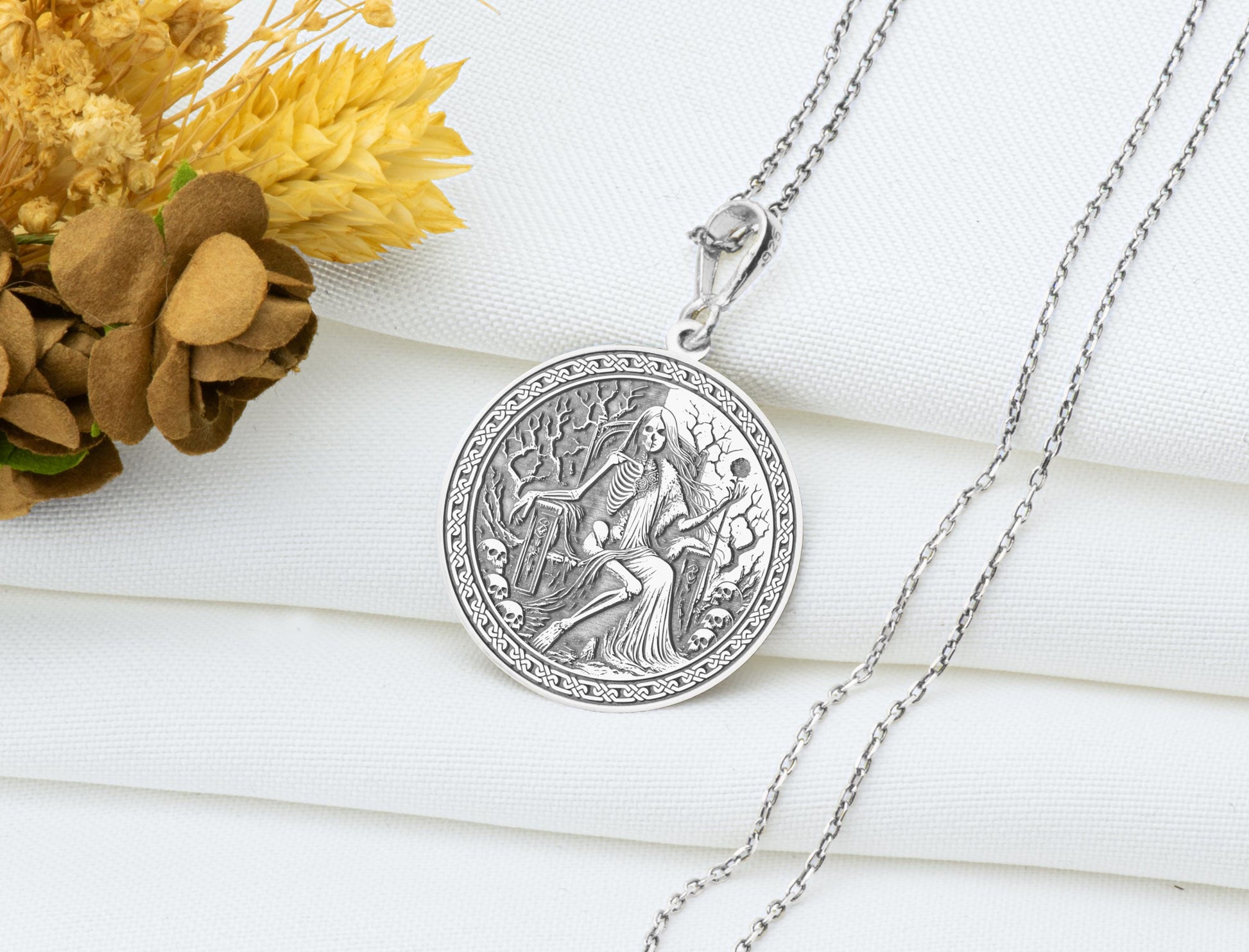 Hel Pendant: Norse Underworld Goddess Necklace, Sacred Duality Charm, Ancient Shadow Talisman