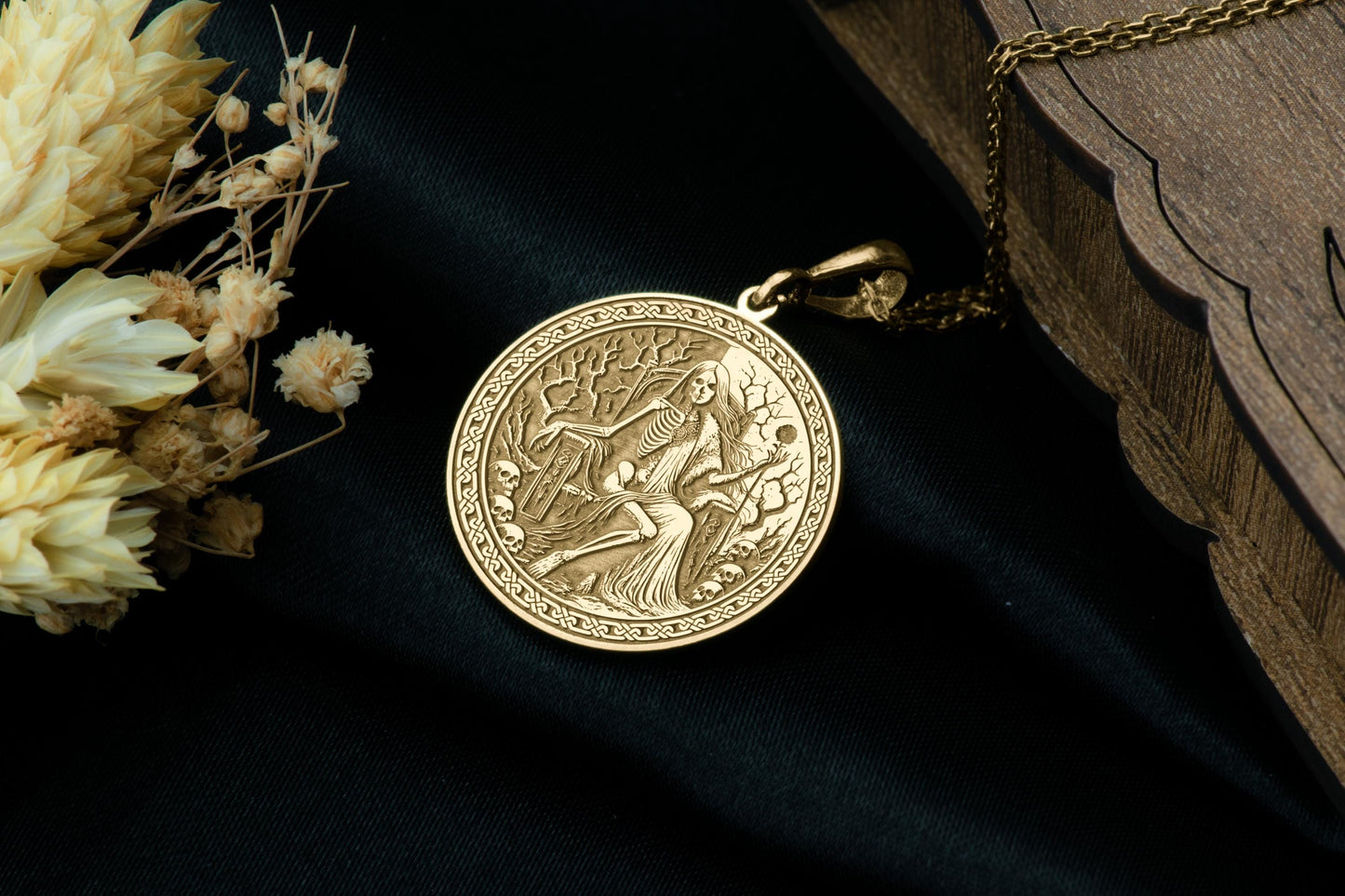 Hel Pendant: Norse Underworld Goddess Necklace, Sacred Duality Charm, Ancient Shadow Talisman