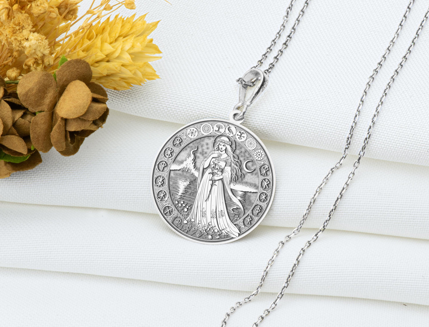 Nanna Pendan: Norse Love Goddess Necklace, Sacred Devotion Charm, Eternal Grief Talisman