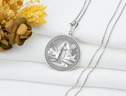 Shapash Pendant: Canaanite Sun Goddess Necklace, Sacred Light Charm, Ancient Solar Guidance Talisman