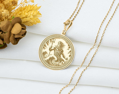 Poseidon Necklace: Greek Mythology Trident Pendant, Trident charm