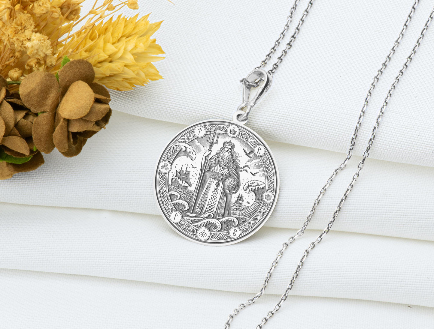 Njord Pendant: Norse Sea God Necklace, Sacred Ocean Charm, Ancient Wind Blessing Talisman