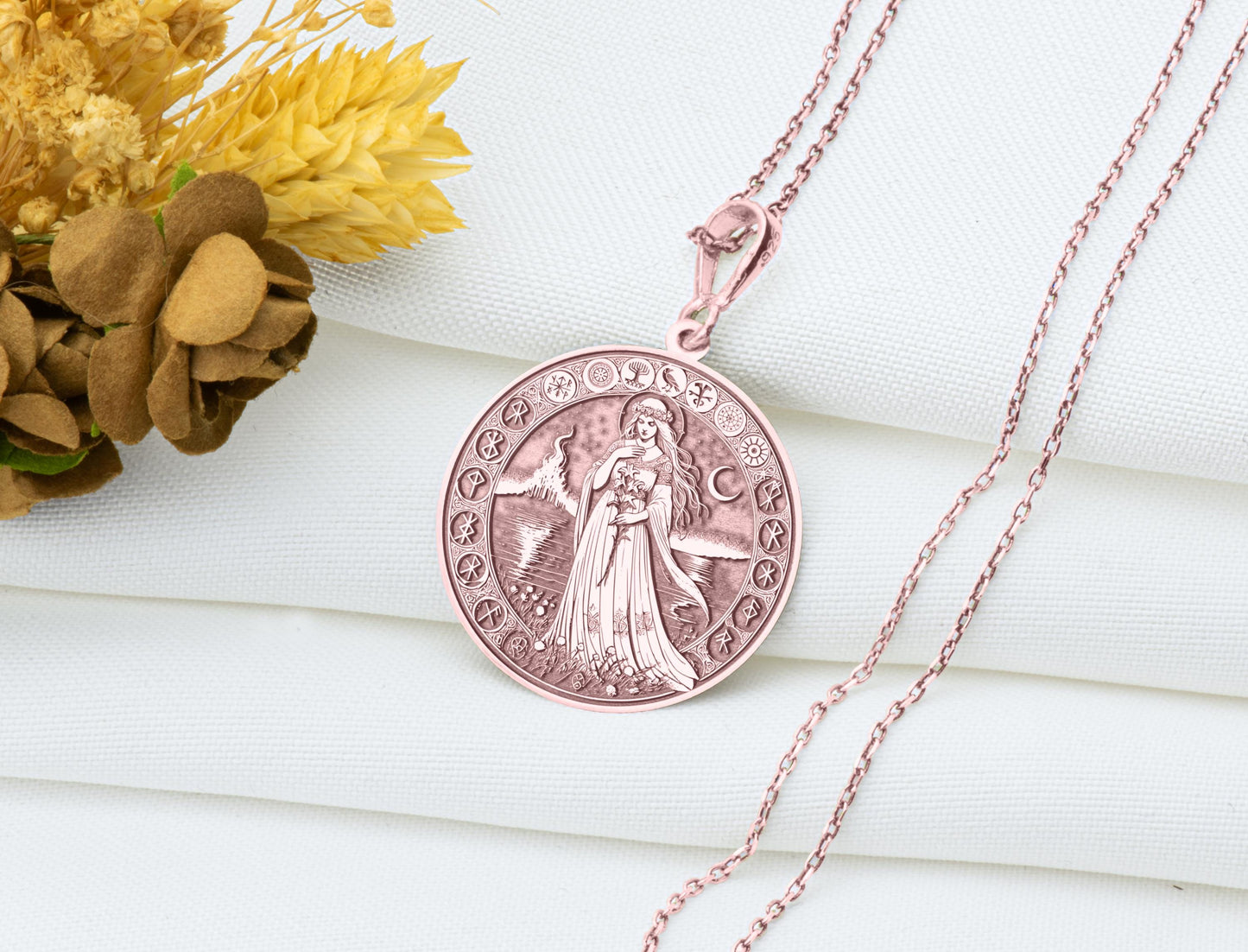 Nanna Pendan: Norse Love Goddess Necklace, Sacred Devotion Charm, Eternal Grief Talisman