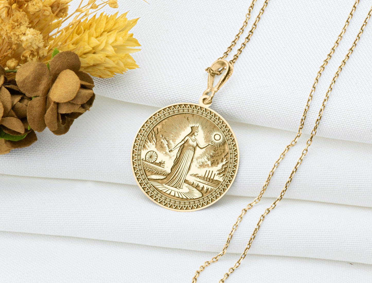 Shapash Pendant: Canaanite Sun Goddess Necklace, Sacred Light Charm, Ancient Solar Guidance Talisman
