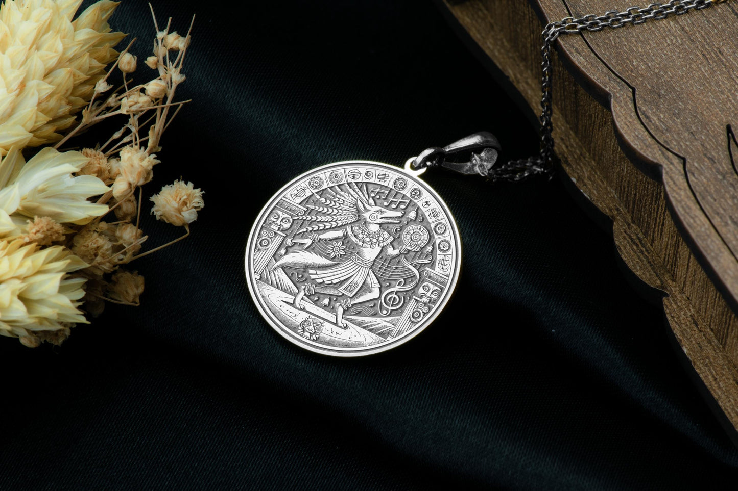 Huehuecoyotl Pendant: Aztec Trickster God Necklace