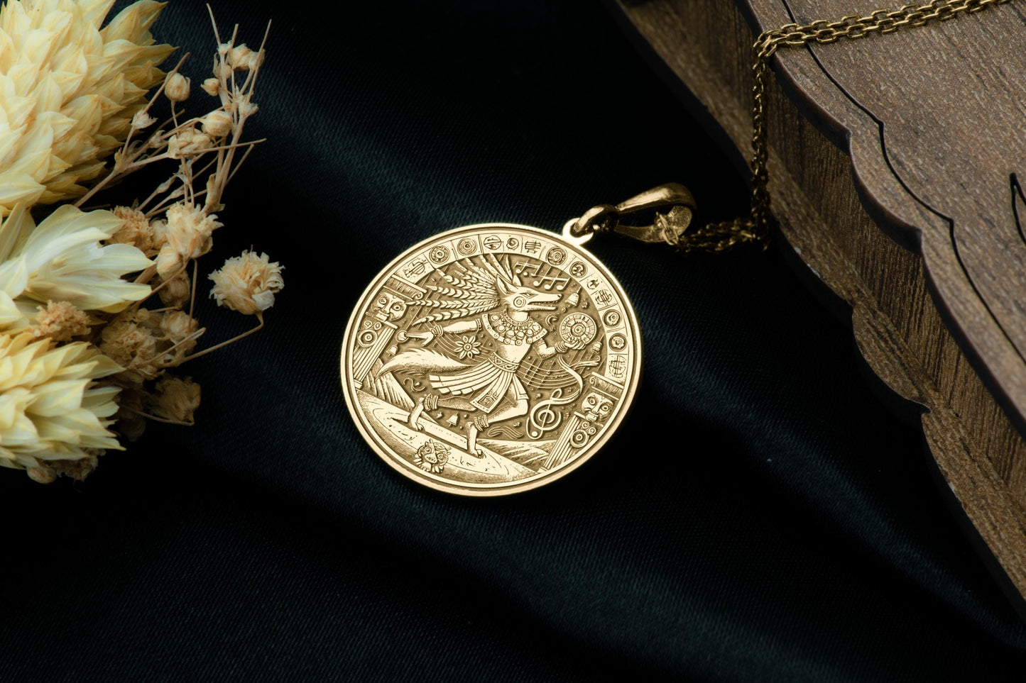 Huehuecoyotl Pendant: Aztec Trickster God Necklace
