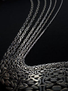 Byzantine Square Chain: Silver King Necklace 2mm